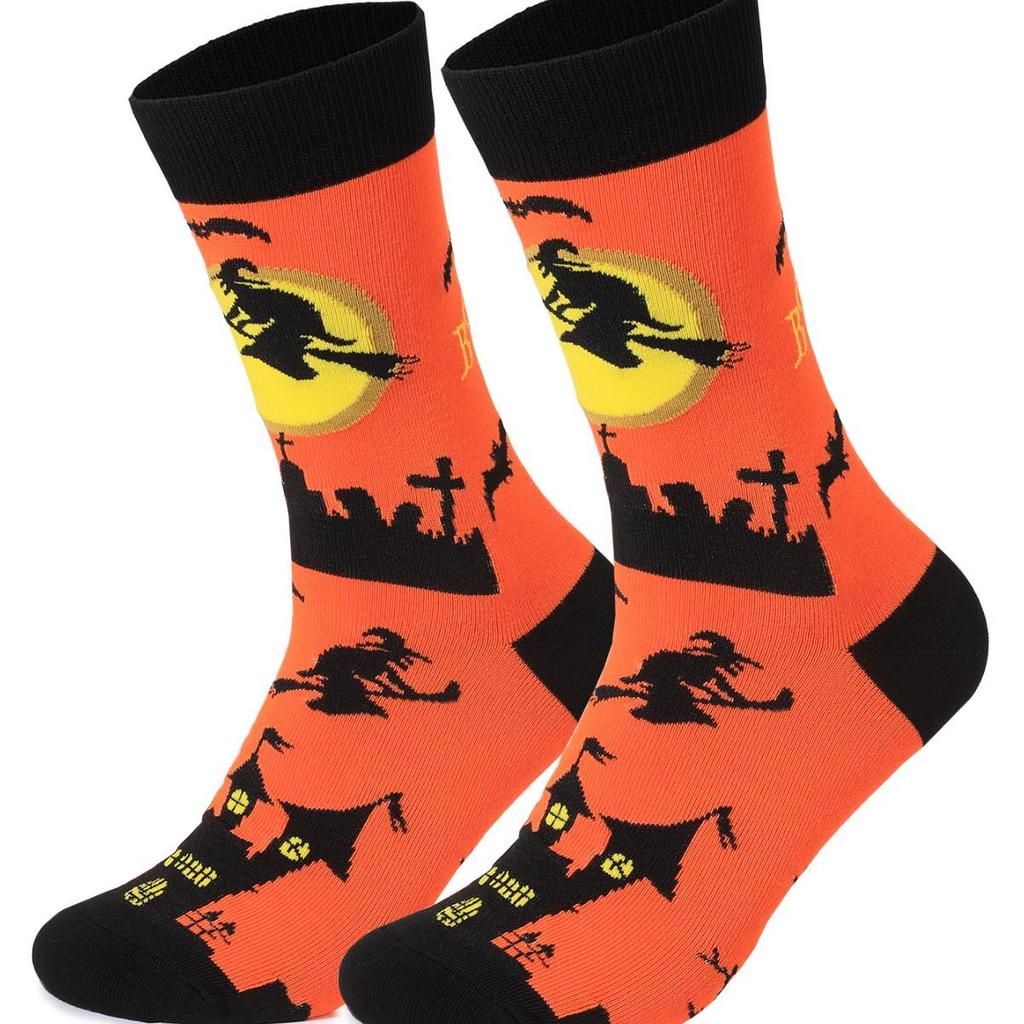 Original Halloween Warm Deodorant Mid-Calf Socks for Men and Women, Plus Size, Sweat-Absorbing.