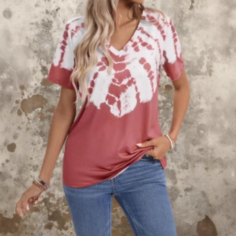 

Повседневный топ с V-образным вырезом и коротким рукавом, модная женская футболка с 3D-принтом, свободные летние топы для женщин 5XL