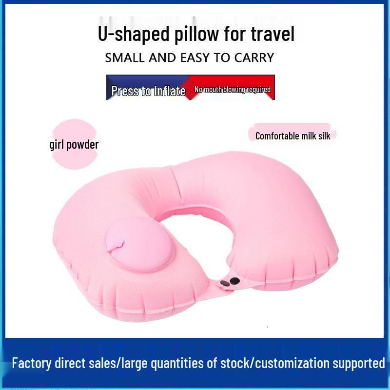 Inflatable U-Shaped Travel Pillow - Neck Support for Camping & High-Speed Rail