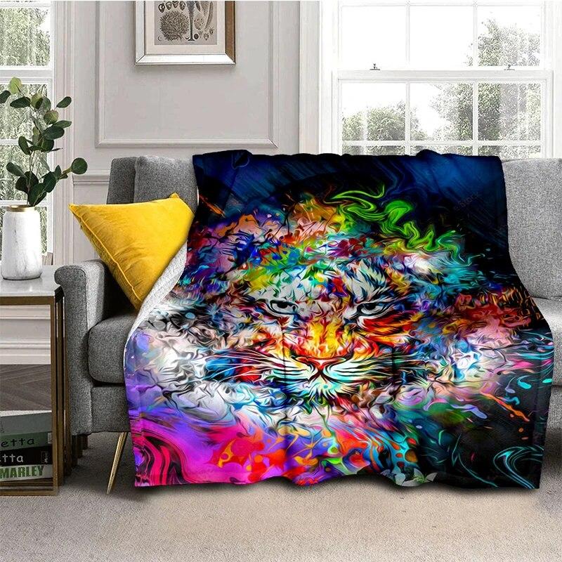 White Tiger Flannel Blanket With Digital Printing, Sofa Cover, Air Conditioning Blanket, Nap Blanket, Double-Sided Fleece Gift Blanket - View #2