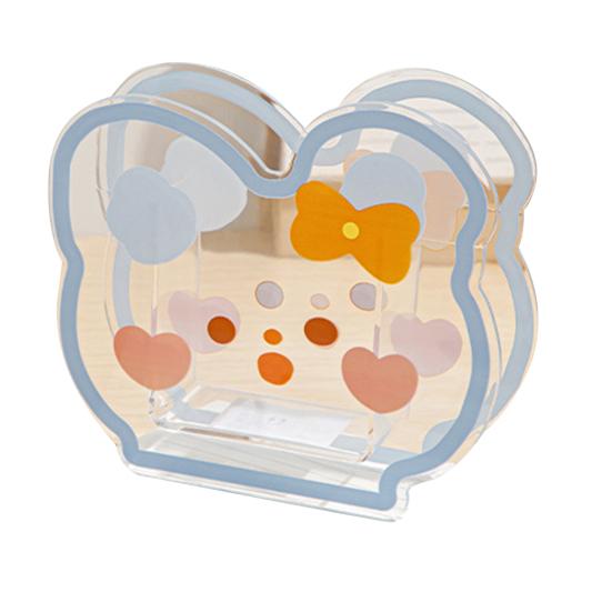Clear Acrylic Pen Holder Cartoon Milk/Bear Shape Desk Storage Box Makeup Brush Organizer for Home Office School Supplies