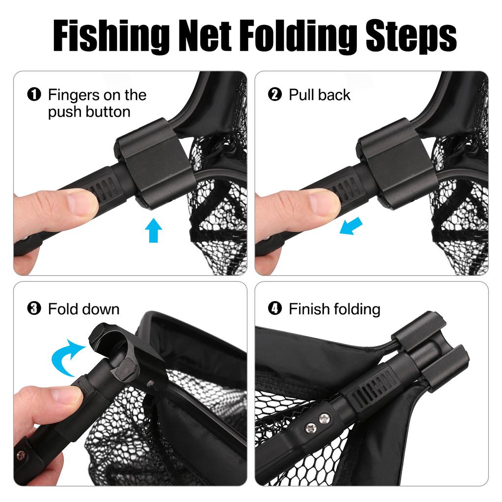 81cm-111cm Telescopic Fishing Net for Salmon Fly Carp Catfish Trout Floating Landing Net Easy Catch & Releasee Foldable Fish Net