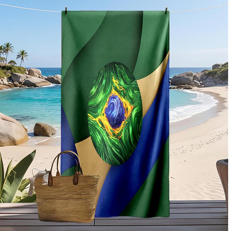 Ręcznik plażowy z nadrukiem piłkarskim Brazylii, szybkoschnący, super chłonny, miękki ręcznik kąpielowy na basen, plażę, podróż, pamiątka dla fana