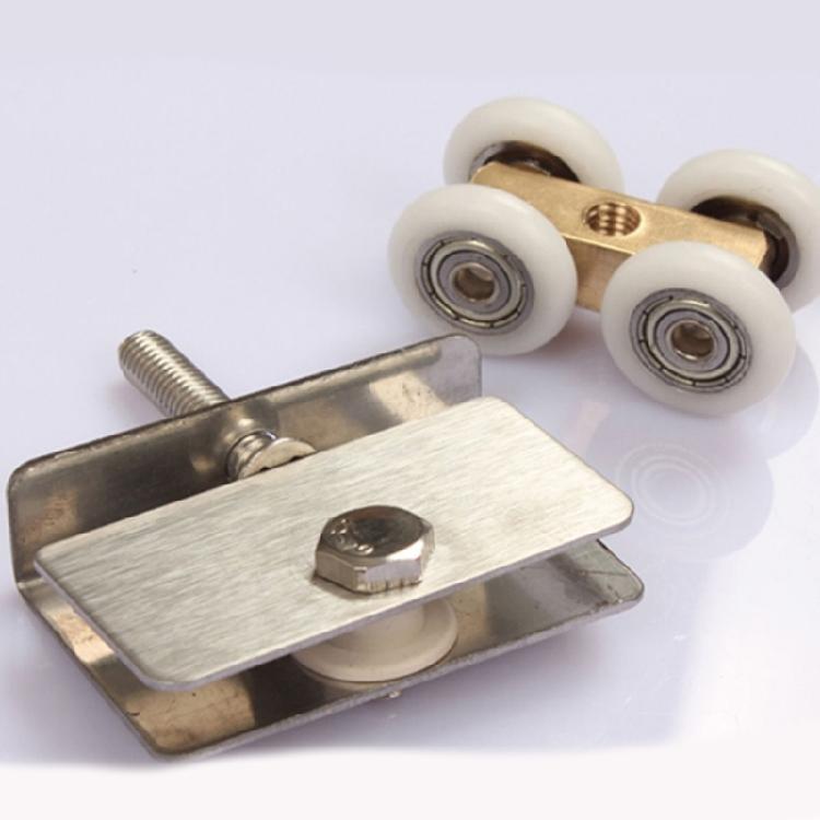 2Pcs Universal Shower Glass Door Rollers Corrosion Resistant Four Wheel Hanging Pulley Roller for Bathroom Doors