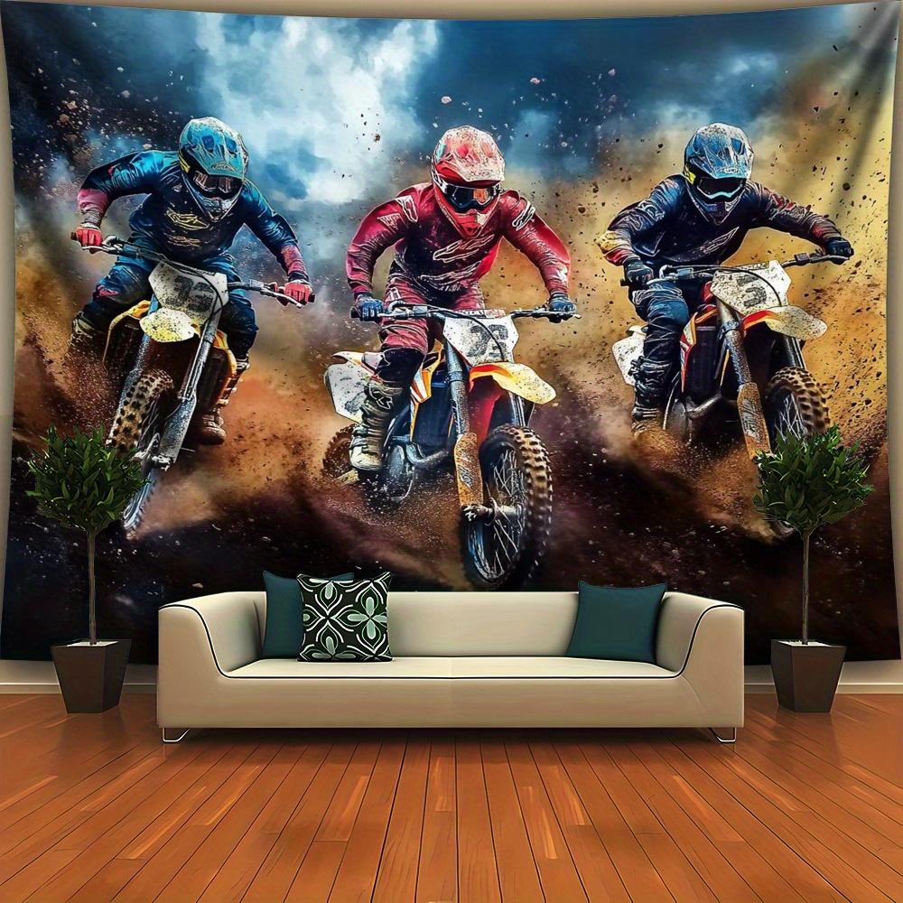 

Motocross Racing Action Tapestry Extreme Sports Wall Art Adrenaline Motorcycle Decor Dirt Bike Riders Print For Gamers Room Man 74x94cm(29x37in)