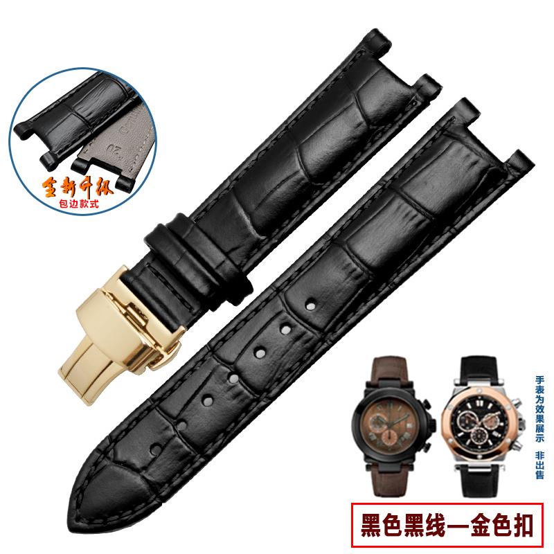 Kopfschicht Lederarmband Krokodilmuster Rindsleder für YA133309 Gales 20*11mm 22*13mm Uhrenarmband Schwarz Braun Herren Accessoires