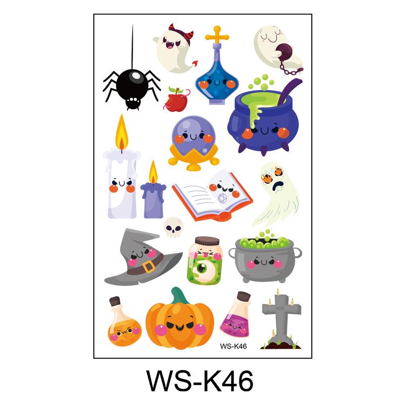 Waterproof Halloween Cartoon Tattoo Stickers for Kids - Pumpkin Magician Theme