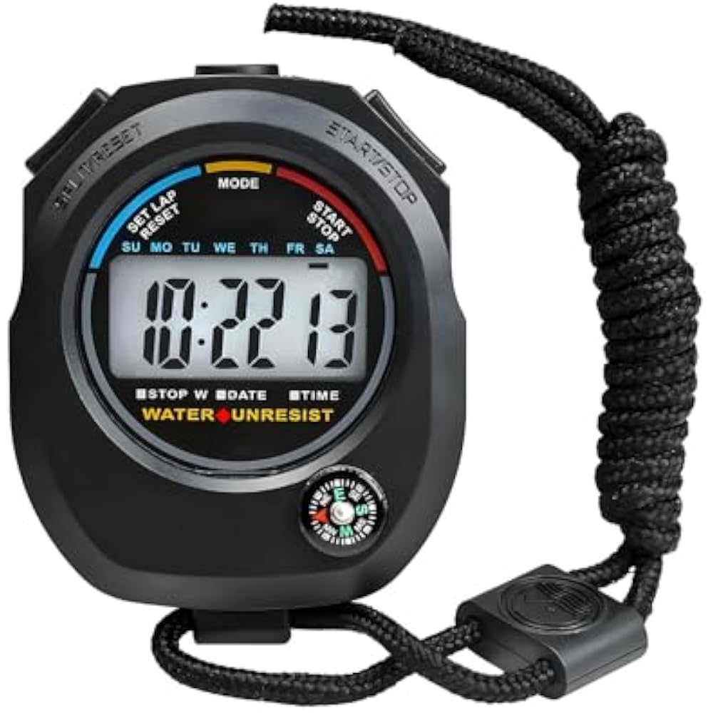 FUGSHIYI Stopwatch Sports Digital Stopwatch, 0.01 Second Measurement Watch Timer, High Accuracy T...