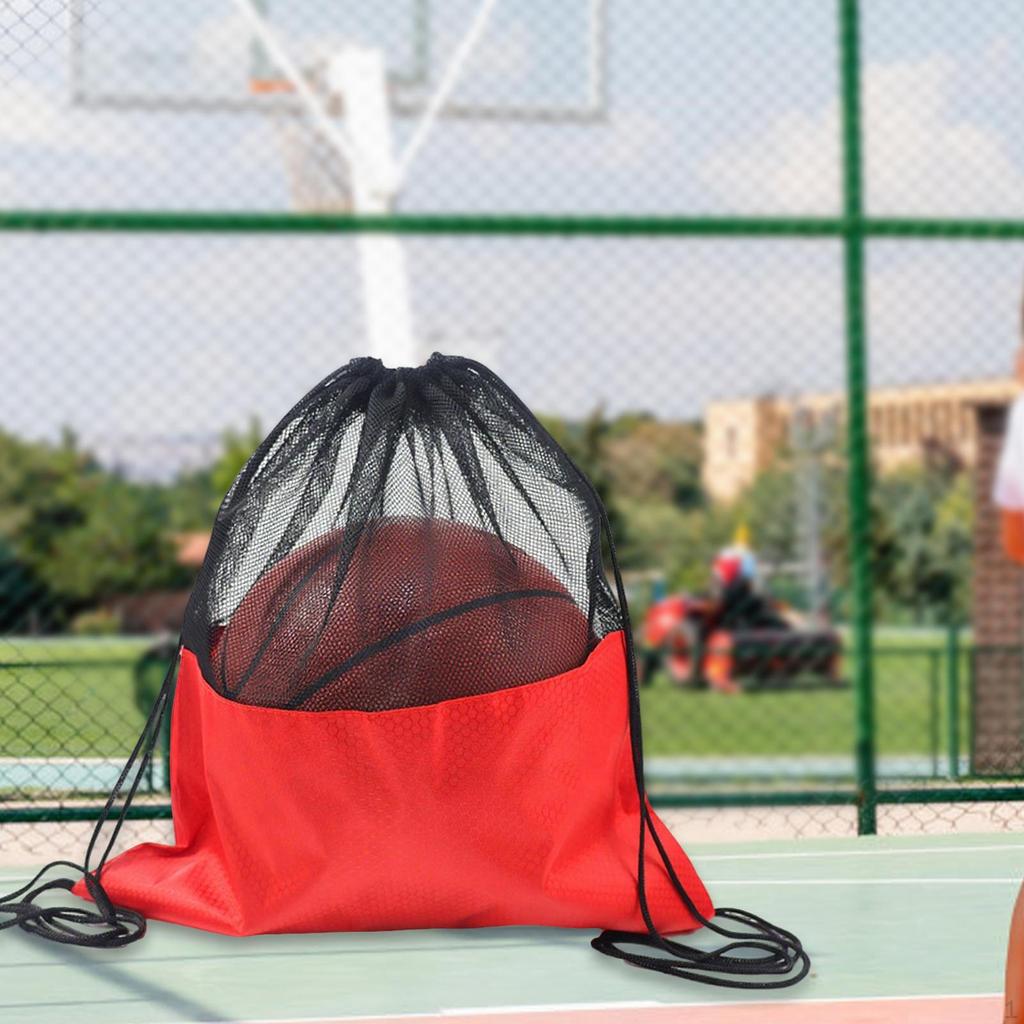 Basketball Mesh Bag Drawstring Backpack Oxford Cloth for Football Soccer