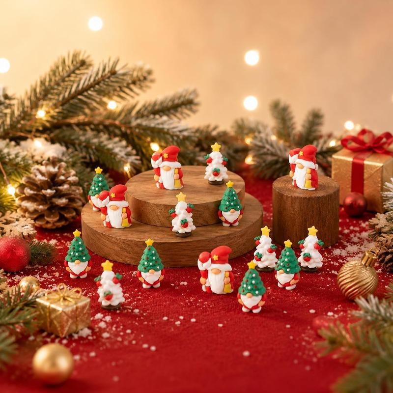 30/1PCS Mini Gnomes Figurines Christmas PVC Statue Santa Claus Dwarf Ornament Outdoor Lawn Fairy Garden Micro Landscape Decor