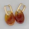 Amber Gold Hoop Earrings - European/American Style with Irregular Geometric Pendant, Light Luxury, Retro High-End Simple Ear Jewelry
