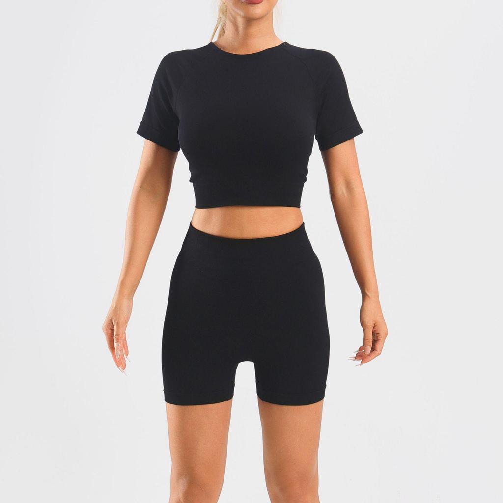 TK Sports Crop Top & High Waist Yoga Shorts Set