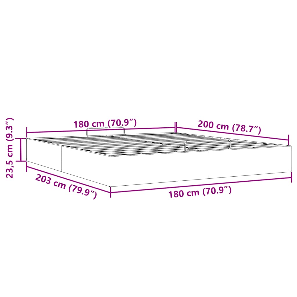 Ottoman Bed without Mattress Light Grey 180x200 cm Fabric