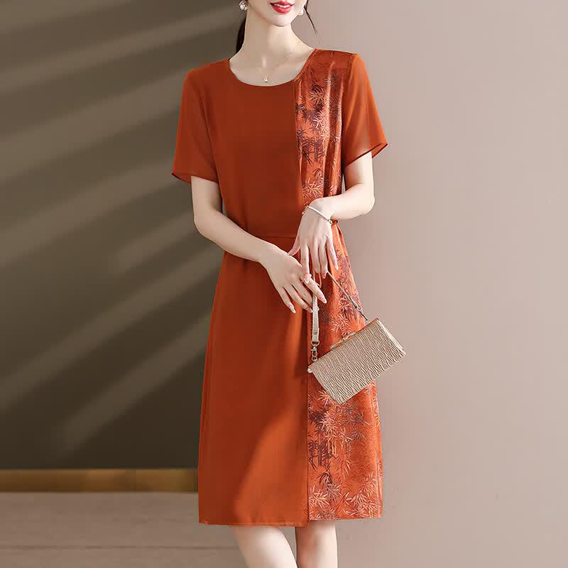 Yalu New Chinese Style Printed Mid-Length Dress 5XL