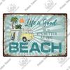 Putuo Decor Beach Vintage Tin Signs Plaque Metal Plate Retro Summer Posters Wall Art Decor Seaside Bar House Room Iron Painting