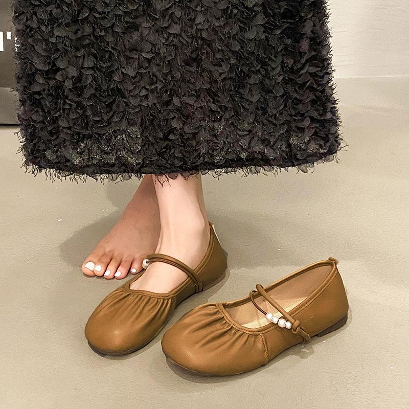 Retro Xiaoxiangfeng Silver Mary Jane Women's Shoes Spring and Summer New Light Mouth Soft Sole Single Shoes with Skirts Evening Shoes
