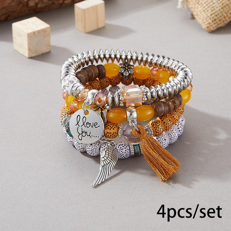 Bohemian Multi-Layer Wooden Beaded Elastic Bracelet