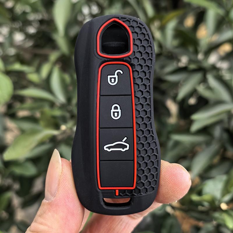 

For Porsche Panamera Cayenne 971 911 9YA Macan Boxste Protecticve Cover Holder Fob 3 Buttons Car Remote Smart Key Case Shell красный