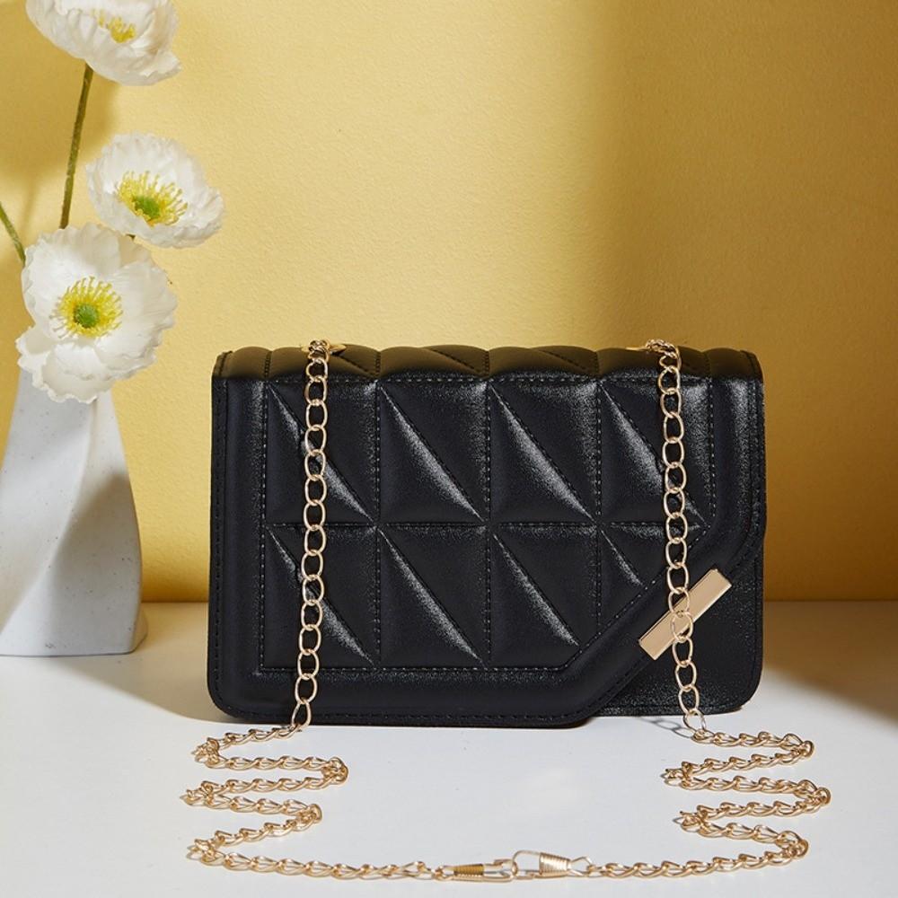 Fashion Accessory PU Leather Luxury Crossbody Bag Triangular Grid Quilted Pattern Women Handbag Chain Shoulder Bag Women Gift
