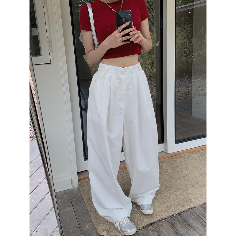 Lightweight casual pants for women, 2026 new model, high-waisted, slimming, wide-leg, loose-fitting long pants