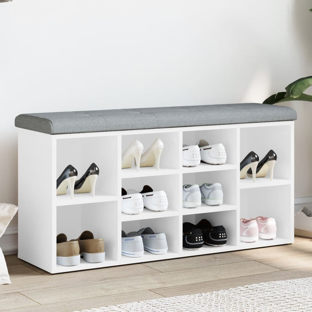 Vidaxl Schuhbank, Weiß, 102X32X50 Cm, Holzwerkstoff