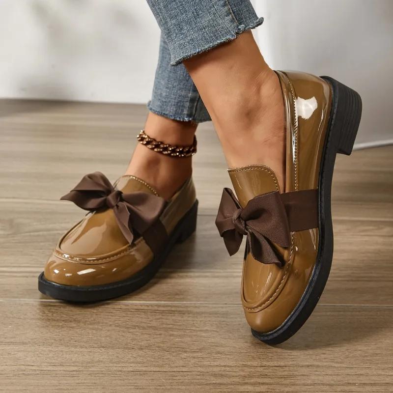 Women Plus Size High Heels Classics Office Career Pumps Bow Tie Round Toe Slip On Shoes Comfortable
