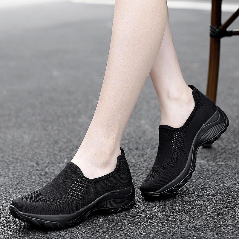 Foreign trade new casual platform sports shoes women's fashion low-top foot-fitting women's shoes fly-woven mesh breathable mother shoes