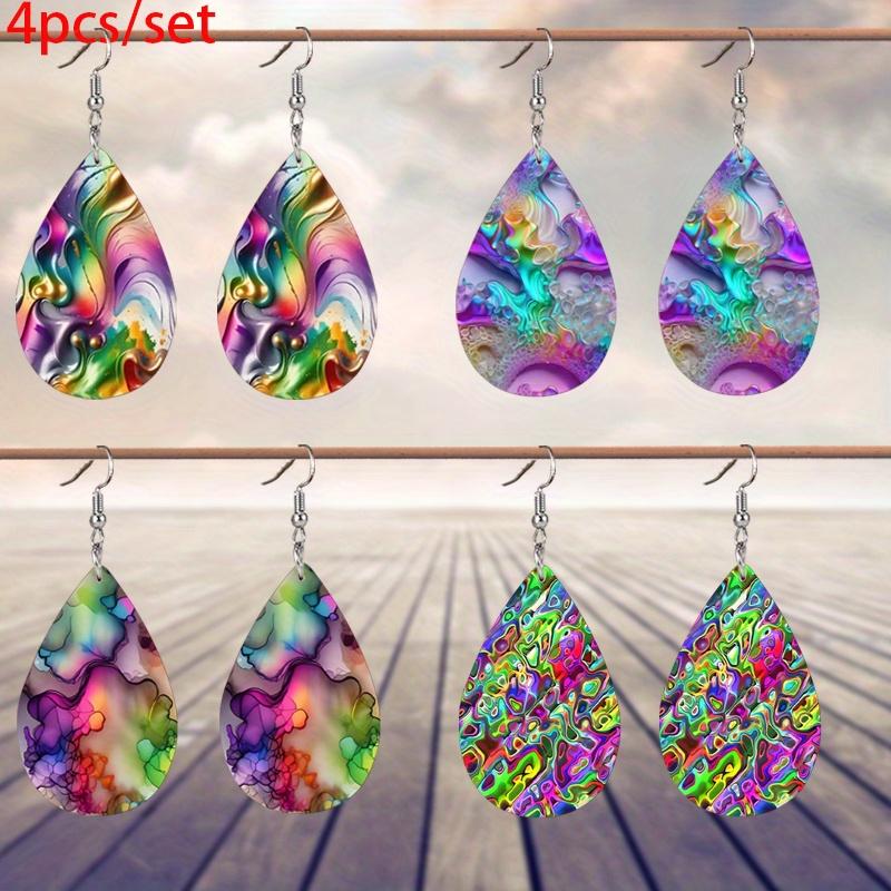 

Модные серьги-капли из ПУ кожи для женщин Y2K Креативные серьги Праздничная вечеринка и повседневные серьги Ювелирные изделия Двусторонний дизайн с узором