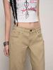 Women's Plus Size Khaki Micro-Flare Retro Bell Bottom Jeans
