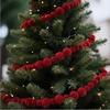 Red Christmas Flocking Ball Garland Flocking Pom Pom Garland  Birthday Party Decor