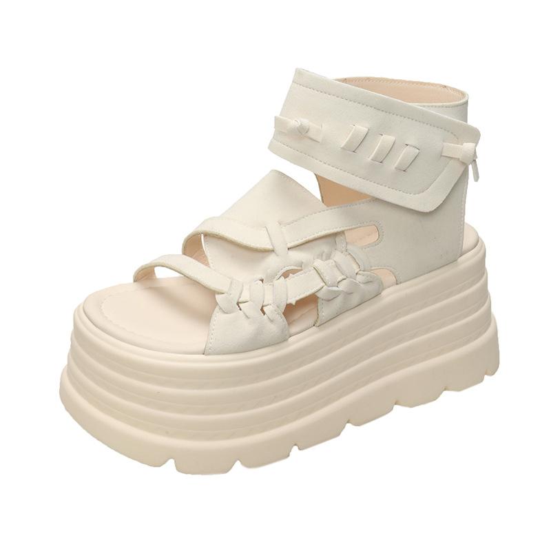 Comemore Thick Bottom Woven Roman Sandals Summer Shoes for Women Vintage Open Toe Wedge Sandals Hook Loop Heeled Sandales Femmes