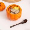 Cute Pumpkin Seasoning Jar Kitchen Seasoning Box Ceramic Stew Pot Home Stew Soup Steamed Egg Bowl with Lid Soup Jar Halloween