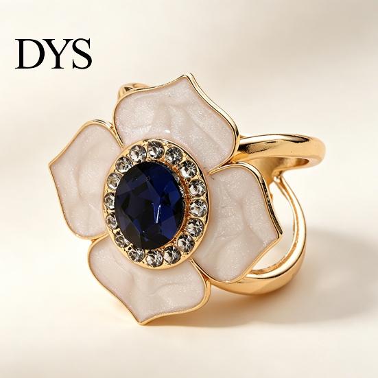 Retro Scarf Accessory Enamel Flower Ring, Oval Faux Gemstone Clip, Ring Sparkling Rhinestone Holder for Women Neckerchiefs Shirts Scarves Shawls Clip