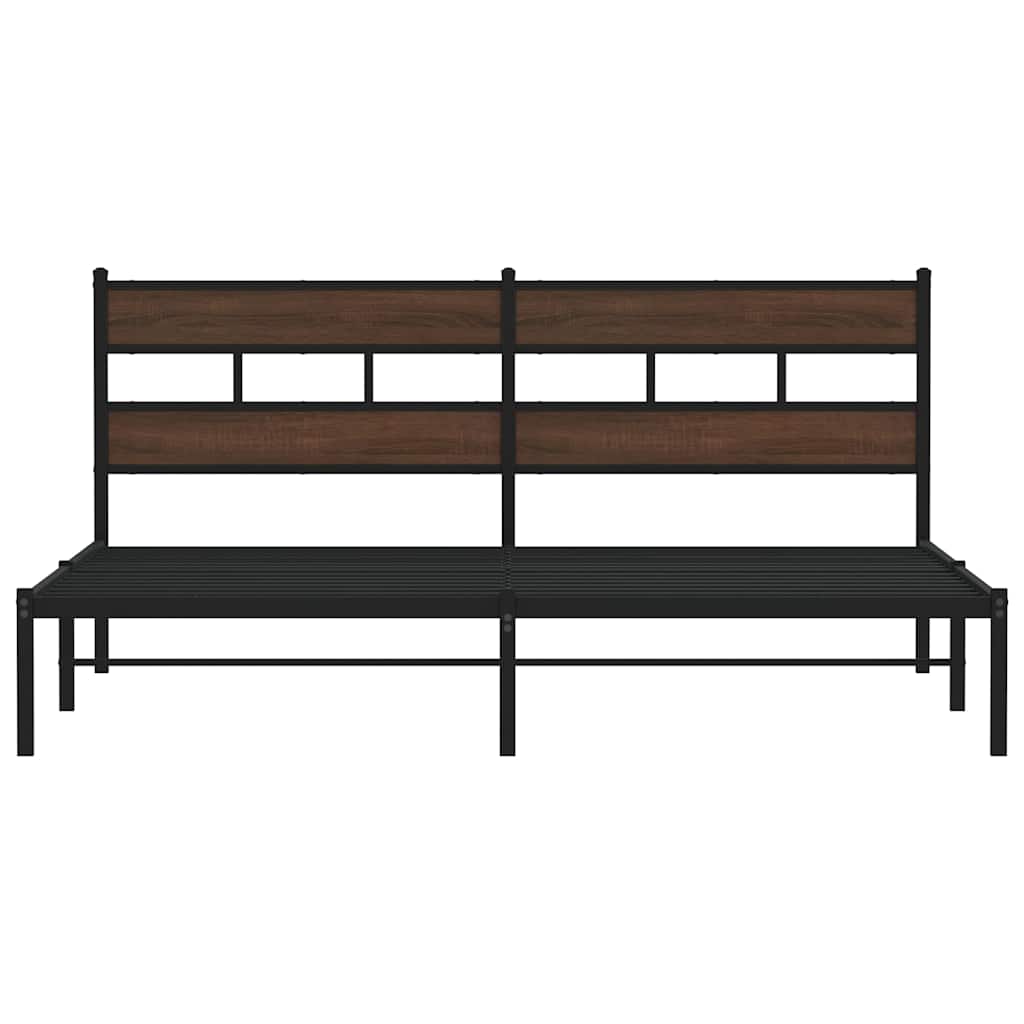 Bed Frame without Mattress with Headboard Brown Oak Finish 190 x 200 cm