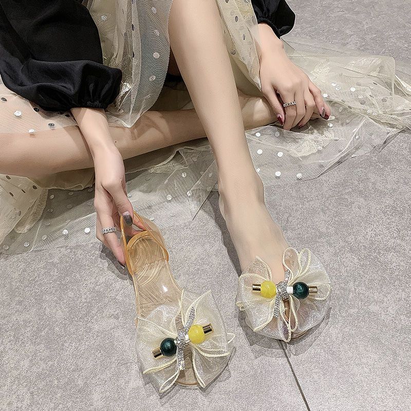 

Прозрачные сандалии-желе для женщин Зеленые Летние 2025 Прозрачные Без каблука Плоские Резиновые Пляжные Женская обувь Обувь Комфорт F Daily Vip 40