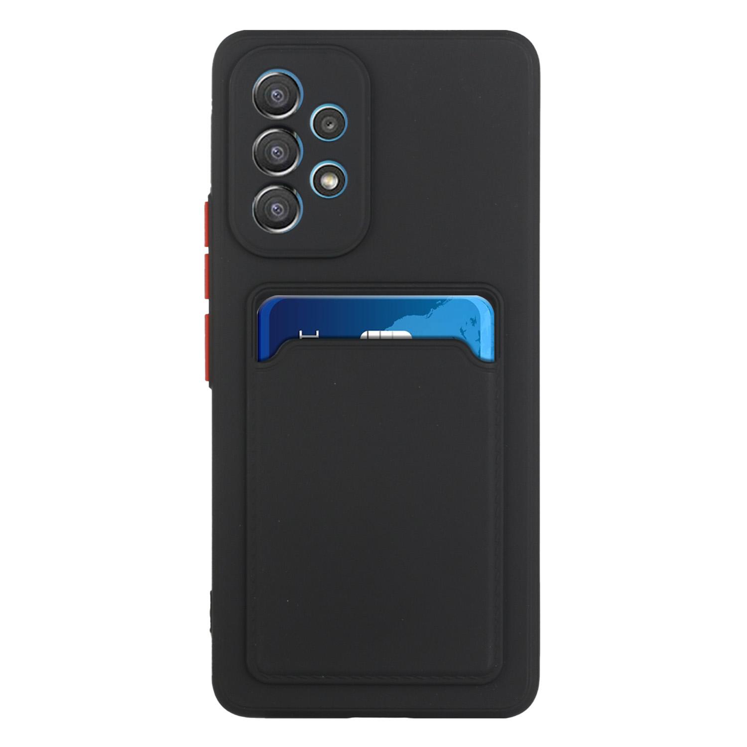 

For Samsung Galaxy A53 5G Card Holder Slot Soft TPU Shockproof Anti-Scratch Case Case with Camera Lens Protection Blue