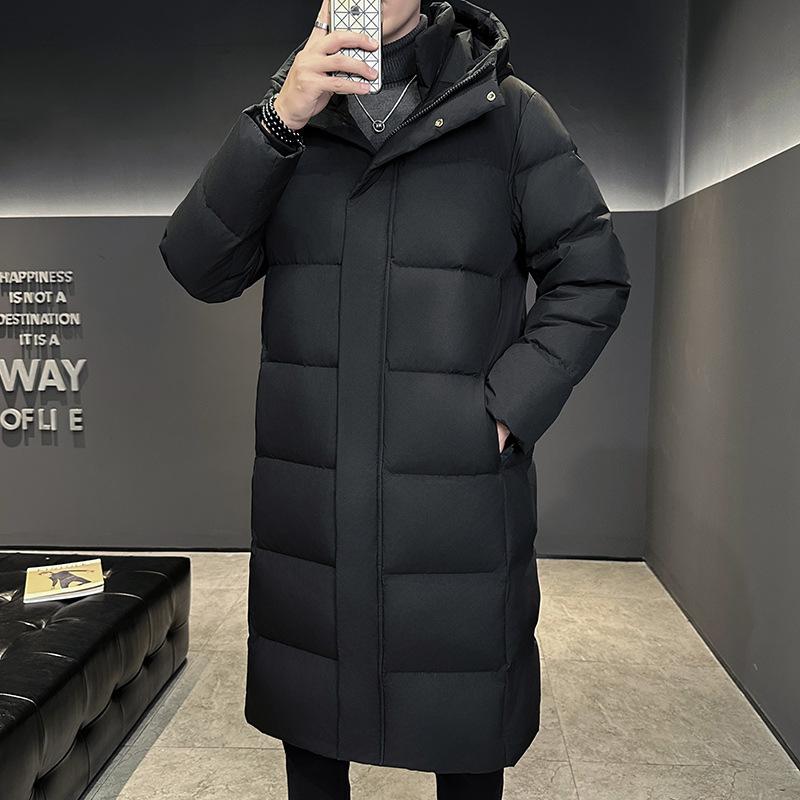 

Пуховик мужской средней длины до колена модный бренд пара носит новую зимнюю утепленную и теплую белую пуховую куртку 3XL