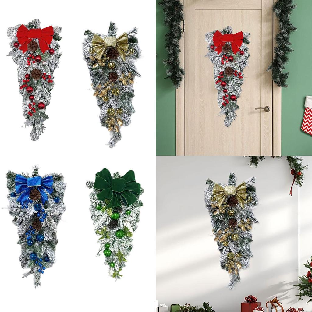 Decorative Holiday Door Wreath Realistic Artificial Garland for Christmas Party Home Office Entryway Wall