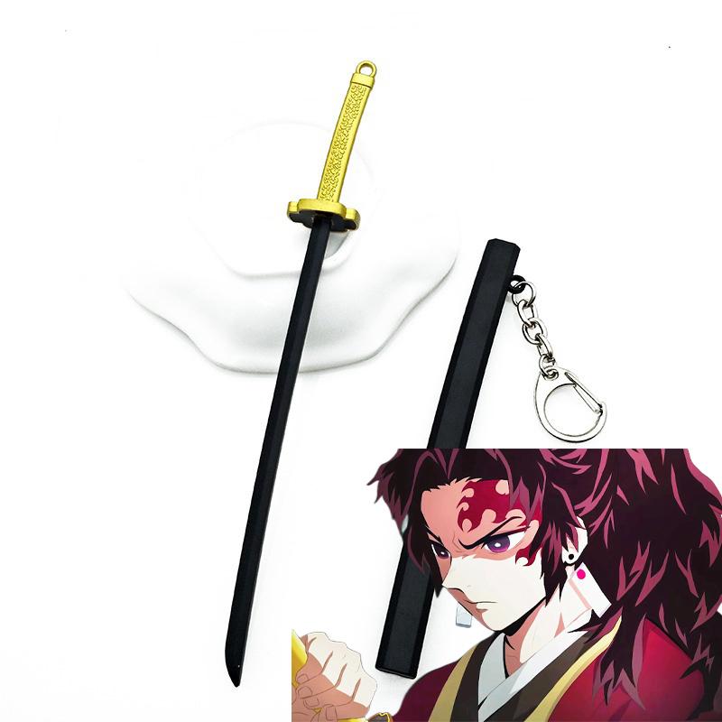 Katana Métallique 6,7 pouces Anime Kimetsu No Yaiba Couteau de Tanjirou Véritable Katana Japonais Mini Sabre Samurai Jouet Cadeau