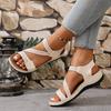 Women's Solid Color Casual Sandals, Platform Slip On Soft Sole Double Buckle Holiday Shoes, Cut Out Wedge Beach Shoes