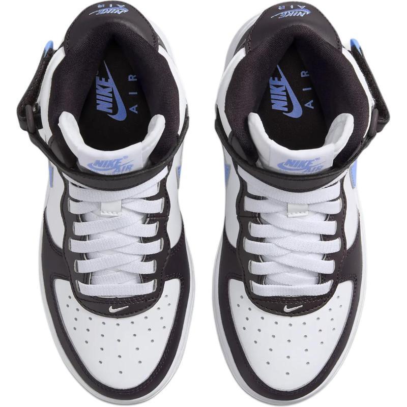 Nike Air Force 1 Slip Resistant Abrasion Resistant Mid top Kids' Skateboarding Shoes Black White Blue Unisex Sneakers FN1193-600