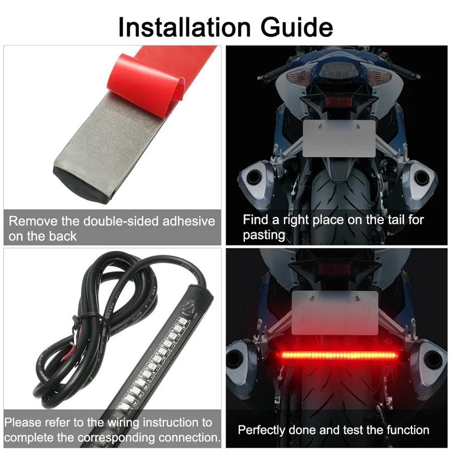 Running Light Flexible Motorcycle 48 LED Strip Rear Tail Brake Stop Turn Signal Lamps High Quality Bike Articles Accessories