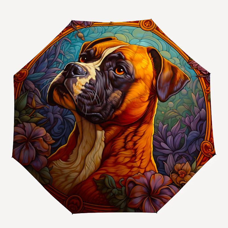 

1PC Boxer Dog Portrait Automatic Open/close, All-Season Portable Folding Umbrella for Women & Men yy250919186