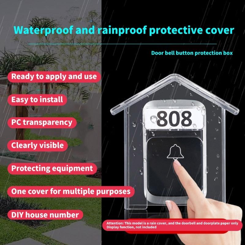 Wireless Doorbell Waterproof Cover Clear House Shape Doorbell Rain Cover Plastic Doorbell Protector Box Cover