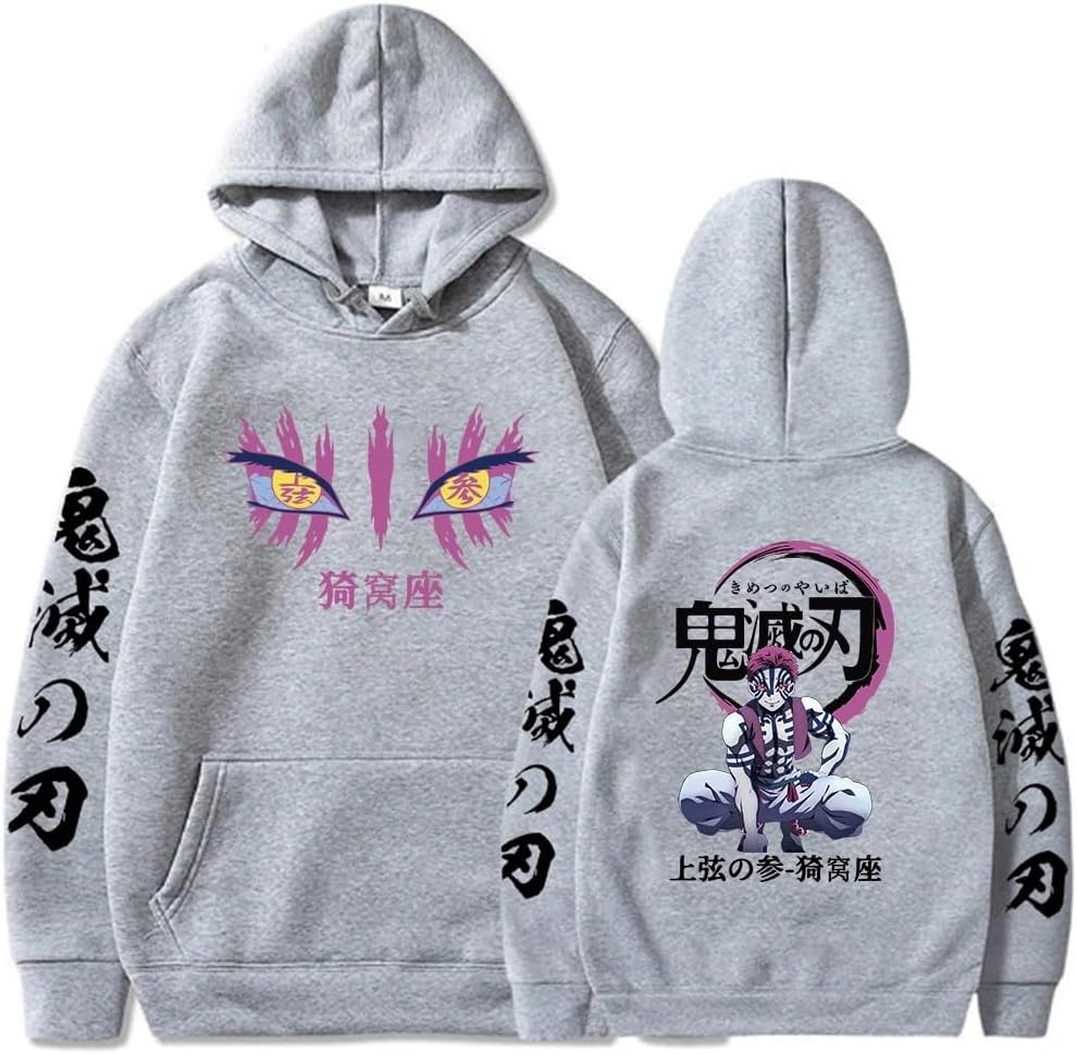 Anime Hoodies Akaza Graphic Printed Pullover Fashion Cosplay Sudadera Harajuku Streetwear Y2K Sweatshirt Male Cloth
