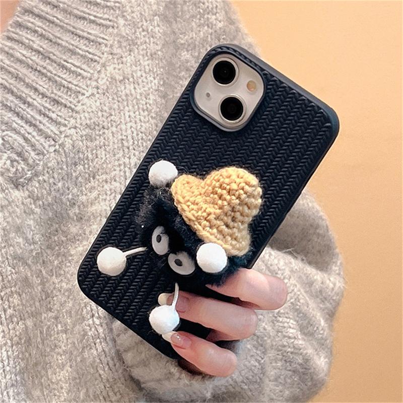 Korea süße 3D Pelz Plüsch Briketts Webmuster Fall für Iphone 14 13 12 11 Pro Max X Xr 7 8 Plus geflochtene stoßfeste Soft Cover