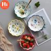 Hi Nordic Simple Hand Painted Ceramic Salad Cake Bowl Colorful Porcelain Soup Fruit Bowl Lace Rice Dessert Snack Bowl Tableware
