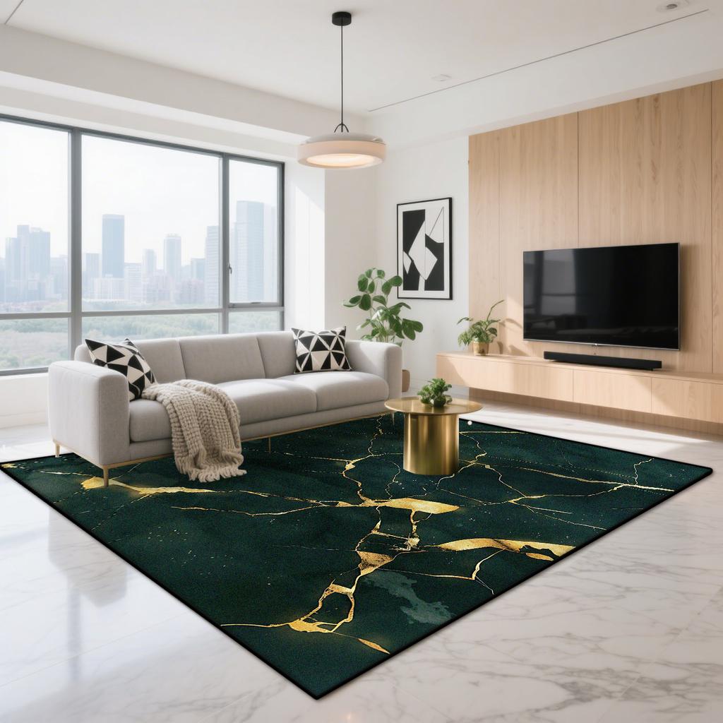 Luxury Black Marble Carpet for Living Room Modern Decoration Lounge Large Area Rugs Short Velvet Bedroom Bedside Floor Mat Soft