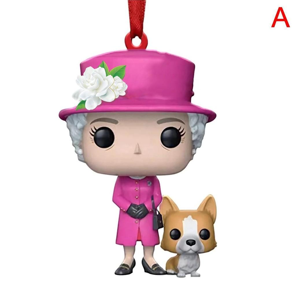 Ii Elizabeth Stunning Queen And Corgi Dog Acrylic Car Pendant For Vibes Festive