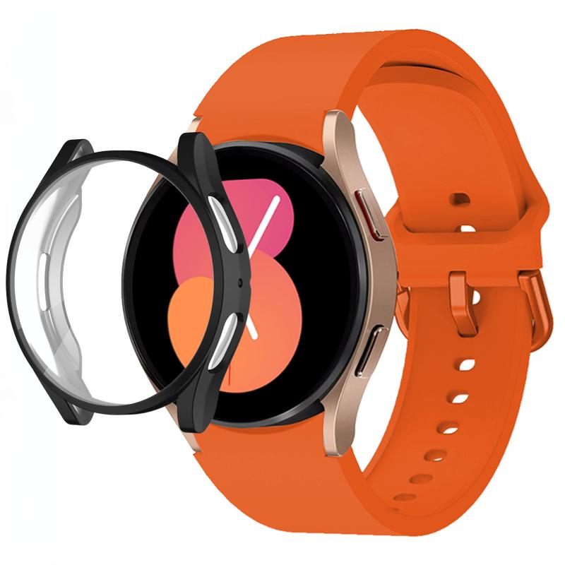 Silicone Strap+TPU Case for Samsung Galaxy Watch 5 44mm 40mm/4 44mm 40mm Sport Wristband for Samsung Watch 5/4 Protective Shell